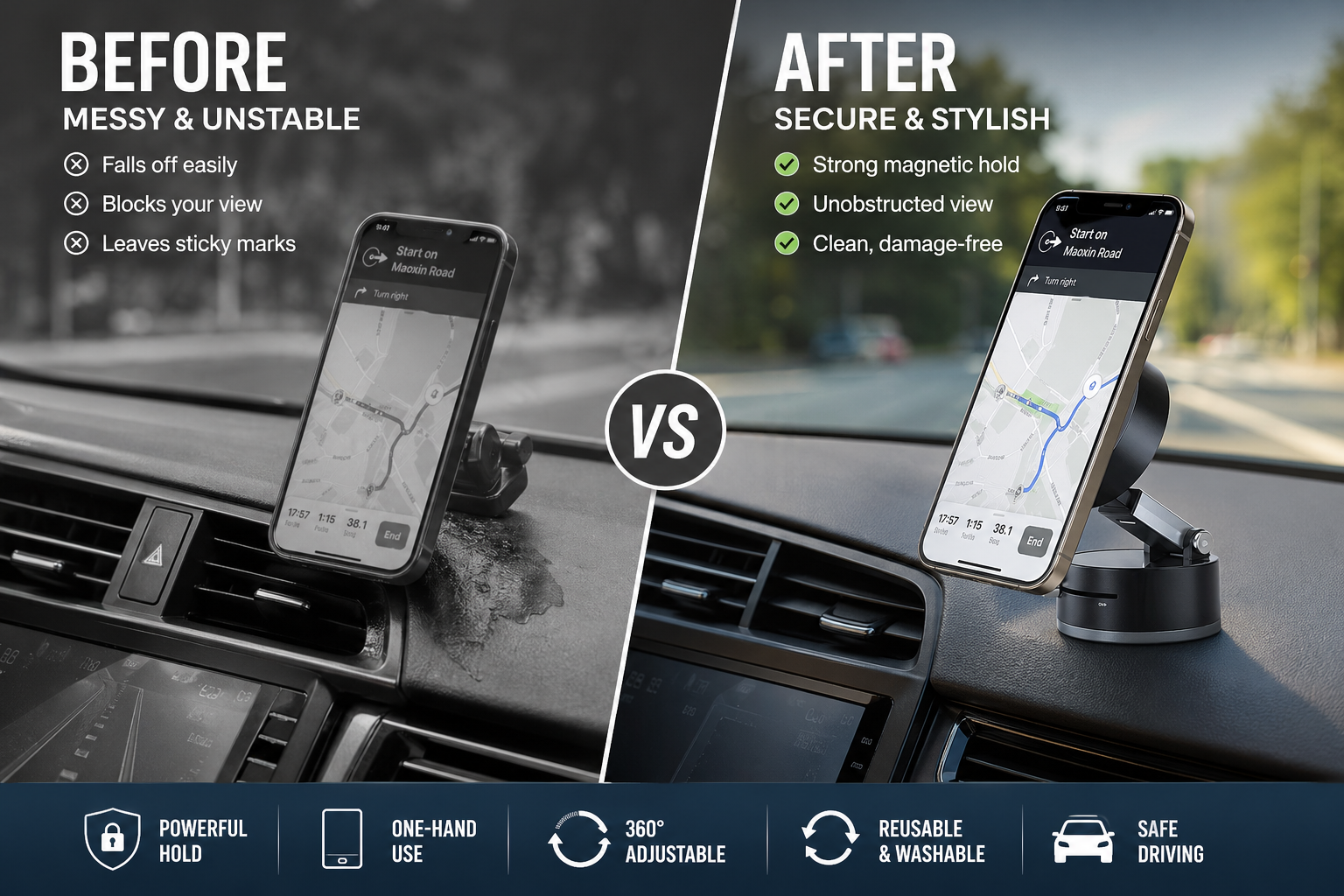 Magnetic Vacuum Car Phone Stand